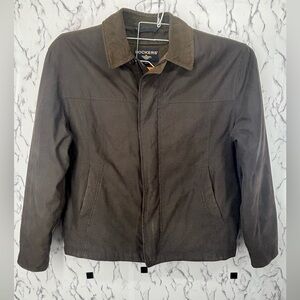 Dockers Men's Jacket L Brown Stain Defender Herringbone DOUBLE LINED Vintage